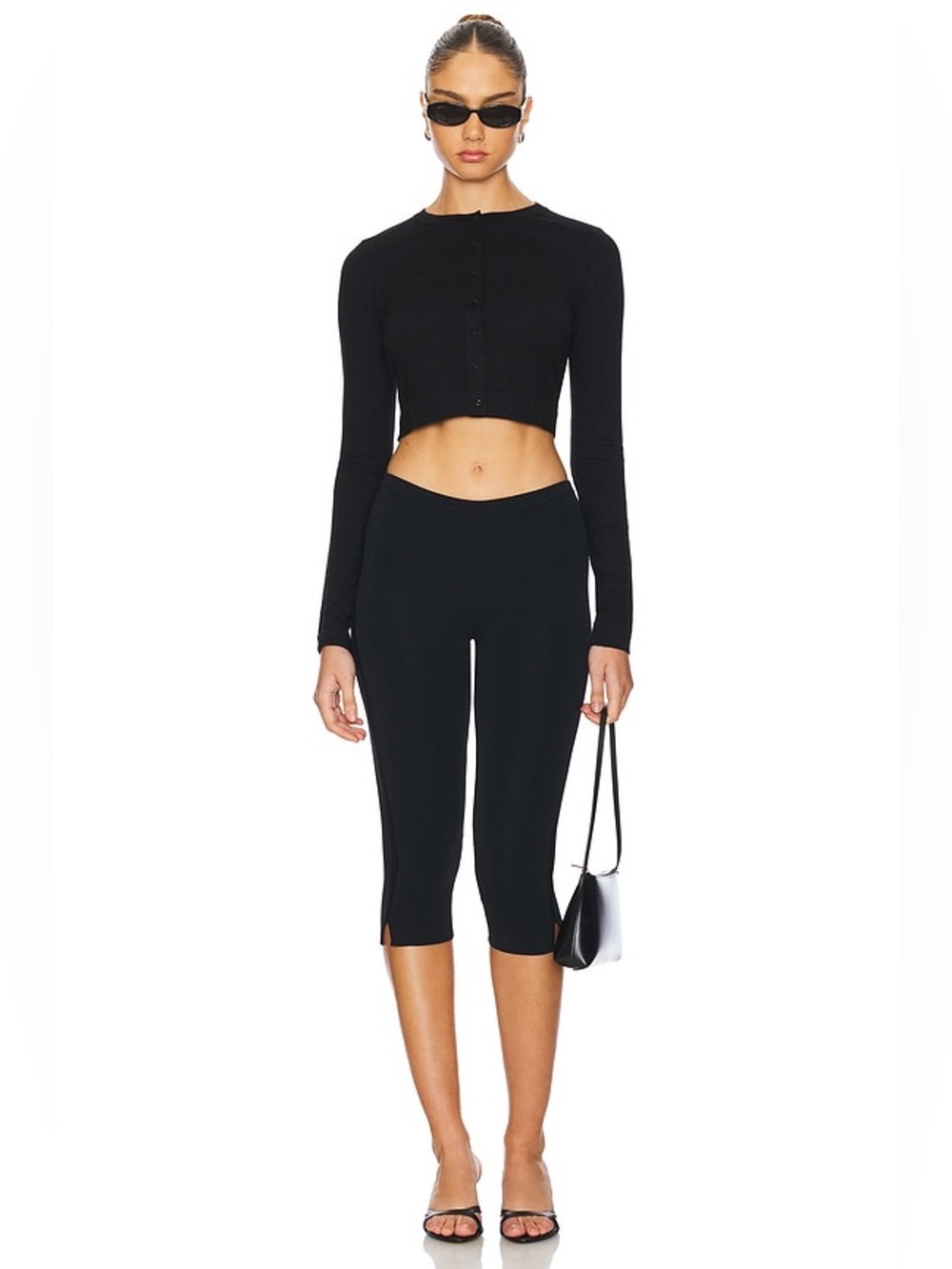 Women's Black Cropped Maxine Capri Pants - Sleek Stretch Fit
